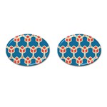 Orange shapes on a blue background			Cufflinks (Oval)