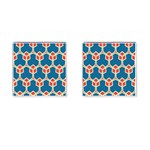 Orange shapes on a blue background			Cufflinks (Square)