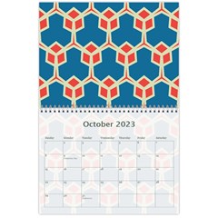 Orange shapes on a blue background 18 month calendar from ZippyPress Oct 2023