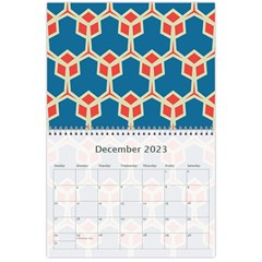 Orange shapes on a blue background 18 month calendar from ZippyPress Dec 2023