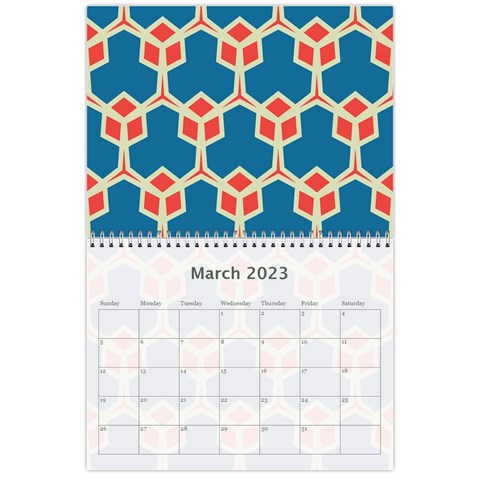 Orange shapes on a blue background 18 month calendar from ZippyPress Month