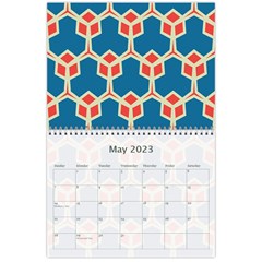 Orange shapes on a blue background 18 month calendar from ZippyPress May 2023
