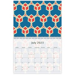 Orange shapes on a blue background 18 month calendar from ZippyPress Jul 2023