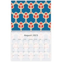 Orange shapes on a blue background 18 month calendar from ZippyPress Aug 2023