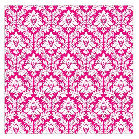 Hot Pink Damask Pattern Large Satin Scarf (Square) from ZippyPress Front