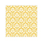 White On Sunny Yellow Damask Small Satin Scarf (Square)