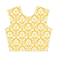 Sunny Yellow Damask Pattern Cotton Crop Top from ZippyPress Front