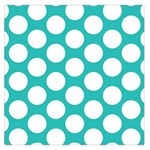 Turquoise Polkadot Pattern Large Satin Scarf (Square)