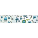 Blue Whimsical Flowers  on blue Flano Scarf (Small)