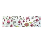 Pink whimsical flowers on blue Satin Scarf (Oblong)