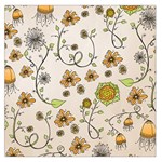 Yellow Whimsical Flowers  Large Satin Scarf (Square)