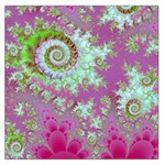 Raspberry Lime Surprise, Abstract Sea Garden  Large Satin Scarf (Square)