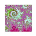 Raspberry Lime Surprise, Abstract Sea Garden  Small Satin Scarf (Square)