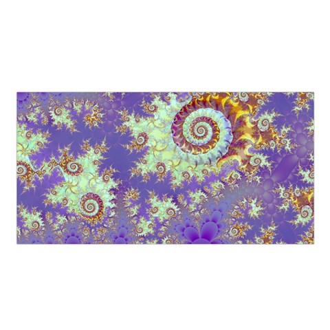 Sea Shell Spiral, Abstract Violet Cyan Stars Satin Shawl from ZippyPress Front