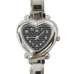 Black White Tiki Pattern Heart Italian Charm Watch