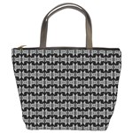 Black White Tiki Pattern Bucket Bags