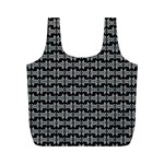 Black White Tiki Pattern Full Print Recycle Bags (M) 