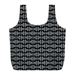 Black White Tiki Pattern Full Print Recycle Bags (L) 