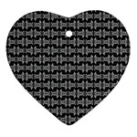 Black White Tiki Pattern Heart Ornament (2 Sides)