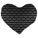 Black White Tiki Pattern Large 19  Premium Flano Heart Shape Cushions