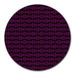 Pink Black Retro Tiki Pattern Round Mousepads