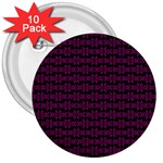 Pink Black Retro Tiki Pattern 3  Buttons (10 pack) 