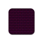 Pink Black Retro Tiki Pattern Rubber Coaster (Square) 