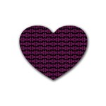 Pink Black Retro Tiki Pattern Rubber Coaster (Heart) 