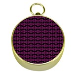 Pink Black Retro Tiki Pattern Gold Compasses
