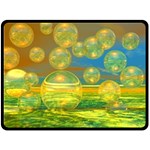 Golden Days, Abstract Yellow Azure Tranquility Fleece Blanket (Large) 