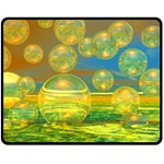 Golden Days, Abstract Yellow Azure Tranquility Double Sided Fleece Blanket (Medium) 
