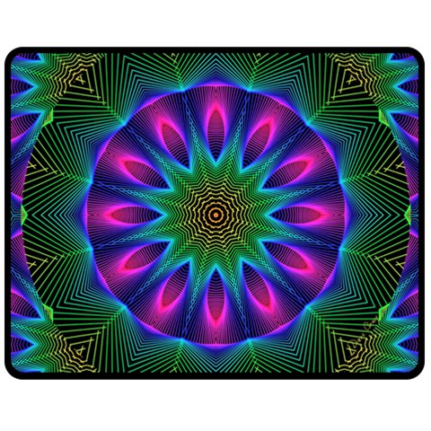 Star Of Leaves, Abstract Magenta Green Forest Fleece Blanket (Medium)  from ZippyPress 60 x50  Blanket Front
