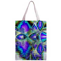 Abstract Peacock Celebration, Golden Violet Teal Zipper Classic Tote Bag from ZippyPress Front