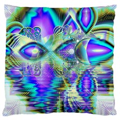 Abstract Peacock Celebration, Golden Violet Teal Standard Flano Cushion Case (Two Sides) from ZippyPress Front