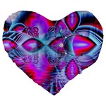 Crystal Northern Lights Palace, Abstract Ice  Large 19  Premium Flano Heart Shape Cushions