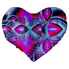 Crystal Northern Lights Palace, Abstract Ice  Large 19  Premium Flano Heart Shape Cushions from ZippyPress Back
