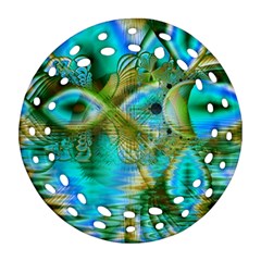 Crystal Gold Peacock, Abstract Mystical Lake Round Filigree Ornament (2Side) from ZippyPress Back