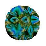 Crystal Gold Peacock, Abstract Mystical Lake Standard 15  Premium Flano Round Cushions