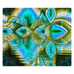Crystal Gold Peacock, Abstract Mystical Lake Double Sided Flano Blanket (Small)  from ZippyPress 50 x40  Blanket Back