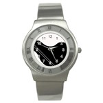 White and black abstraction Stainless Steel Watch