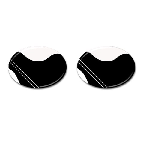 White and black abstraction Cufflinks (Oval) from ZippyPress Front(Pair)