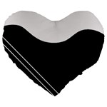 White and black abstraction Large 19  Premium Heart Shape Cushions