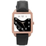 White and black abstraction Rose Gold Leather Watch 