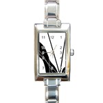 White and Black  Rectangle Italian Charm Watch