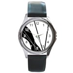 White and Black  Round Metal Watch