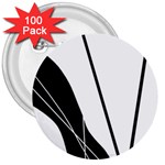 White and Black  3  Buttons (100 pack) 