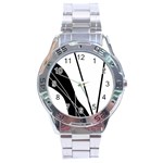 White and Black  Stainless Steel Analogue Watch