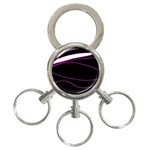 Purple, white and black lines 3-Ring Key Chains