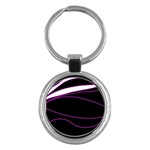 Purple, white and black lines Key Chains (Round) 
