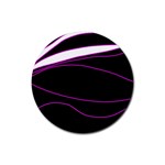 Purple, white and black lines Rubber Coaster (Round) 